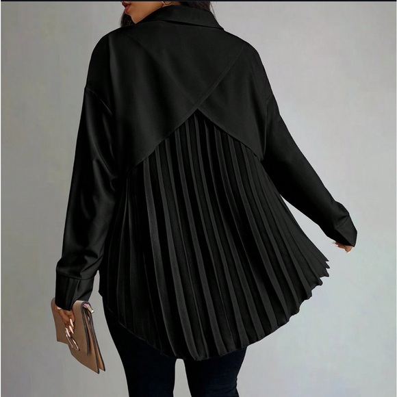 Classic Elegant Button Down Shirt Top Blouse Black - Picture 1 of 2